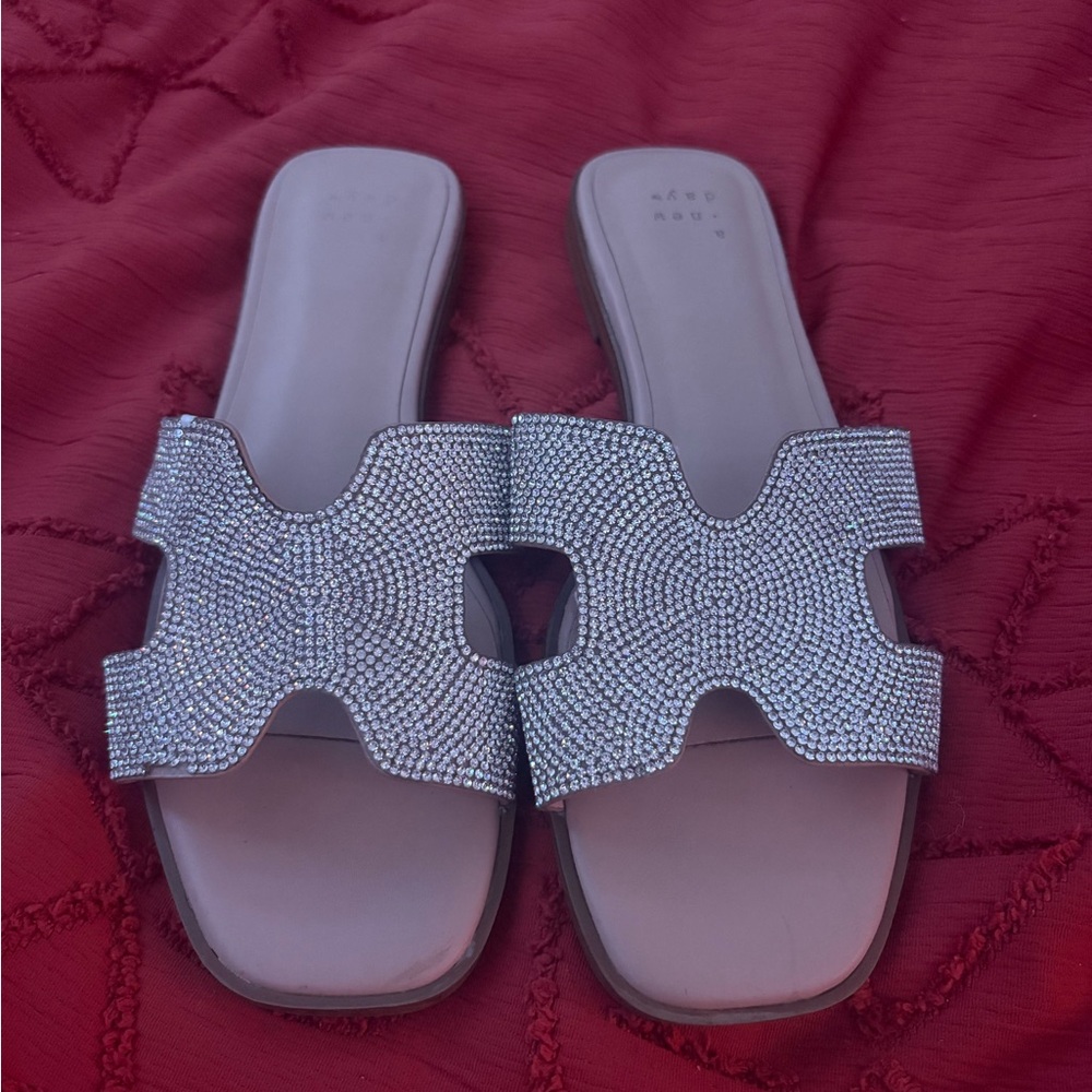 Elegant Silver Women's Slide Sandals